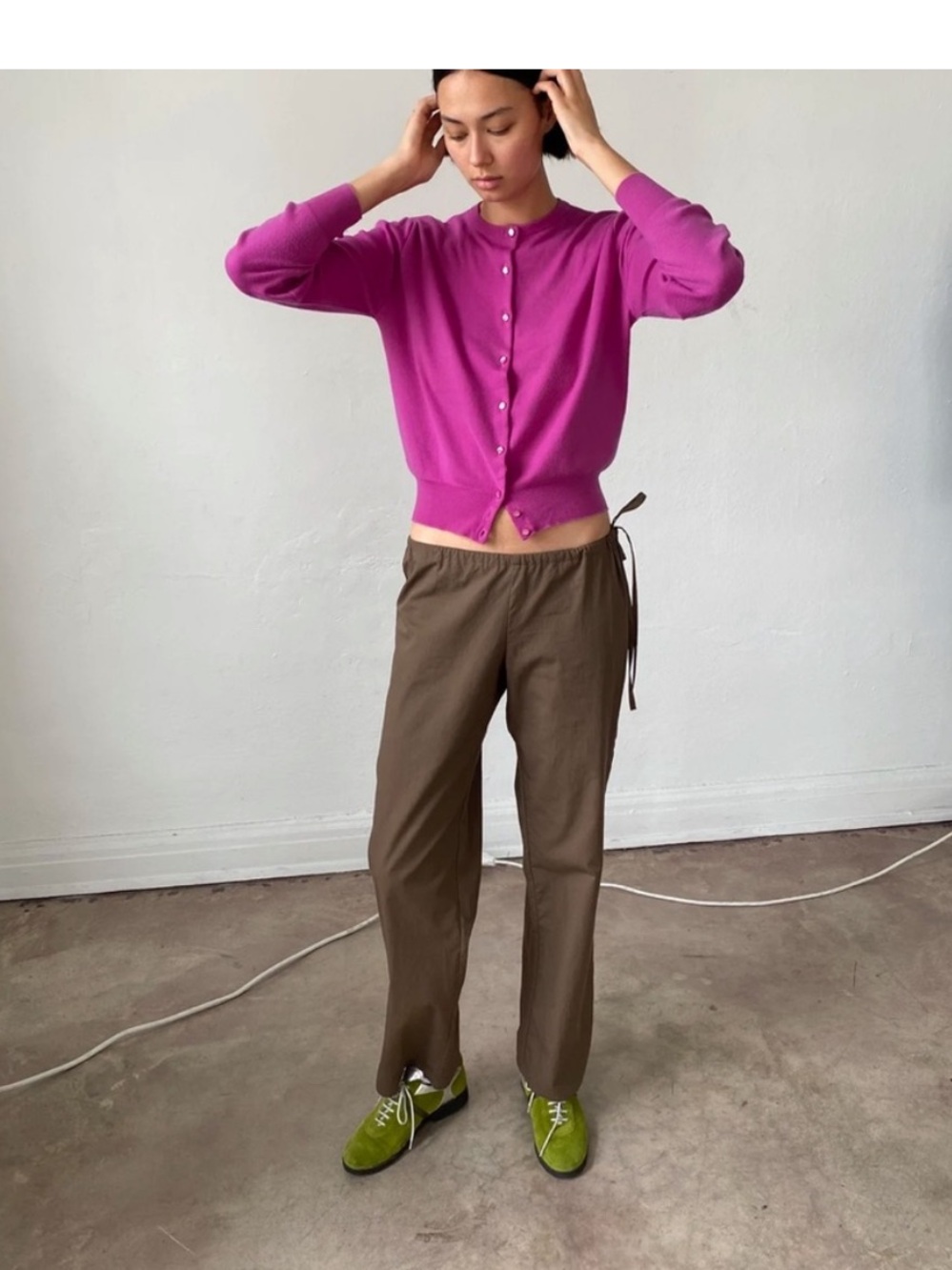 BROOKE CALLAHAN 100% Cotton Poplin Tie Waist Chocolate Pants Size Small BNWT